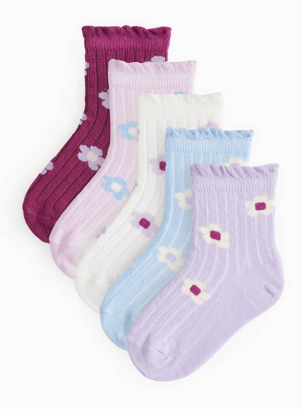 Floral Frill Ankle Socks 5 Pack 9-12